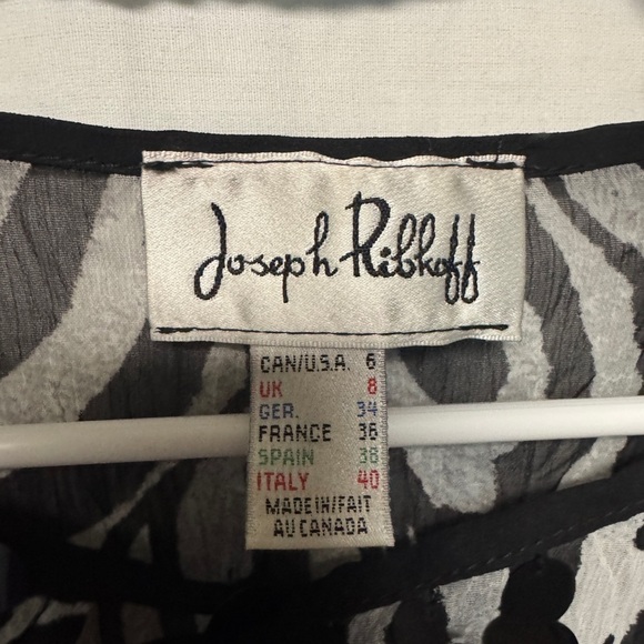 Joseph Ribkoff size 6 Casual dress black and white with black belt lightweight - Picture 2 of 2